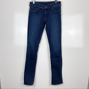 True Religion Cora Mid Rise Straight Leg Jeans Flap Pockets Dark Blue Women's 27